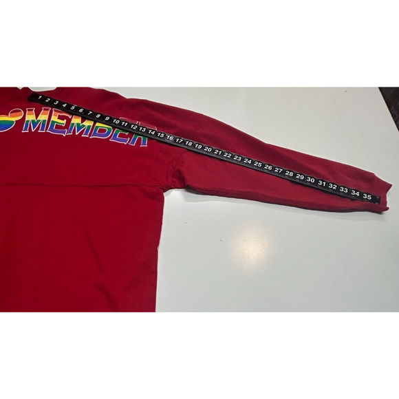 Disney Parks Spirt Jersey Mens XL Red Mickey Mouse Rainbow Pride Cast Member NWT - Picture 8 of 11